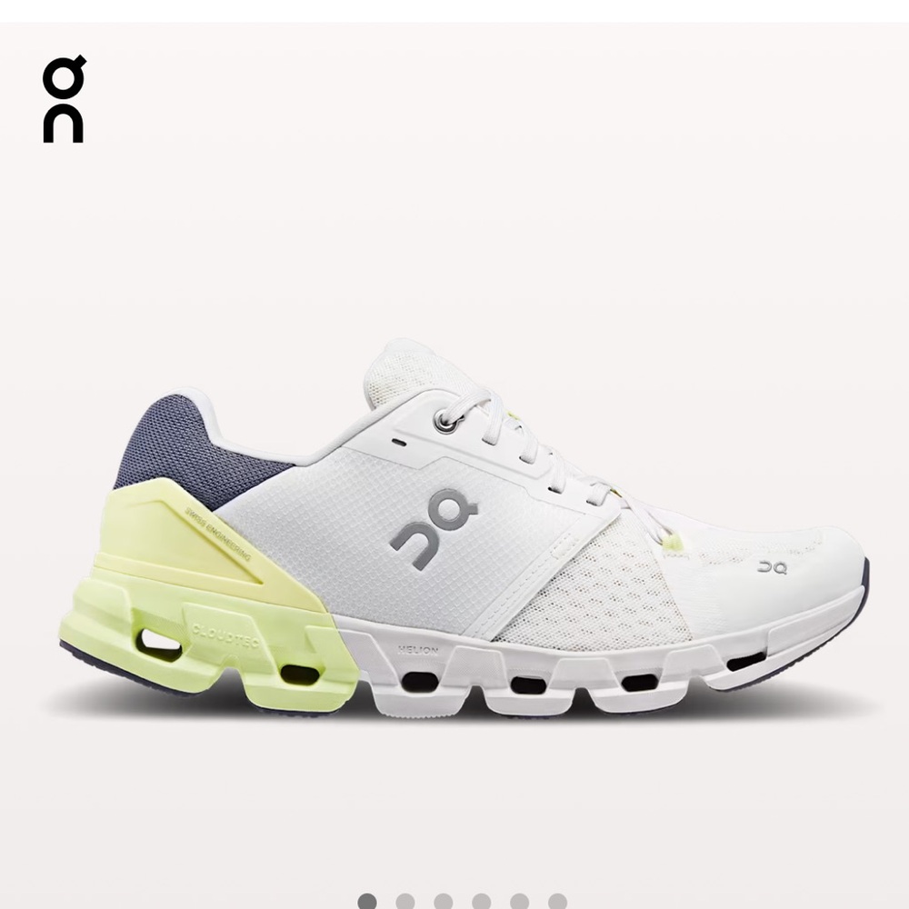 On Running Cloudflyer Men's White Grey Neon Yellow Cloudrunning Shoes